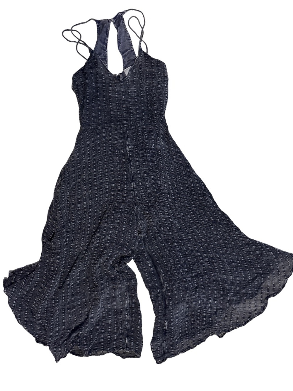 HD in Paris Navy Textured Wide-Leg Jumpsuit